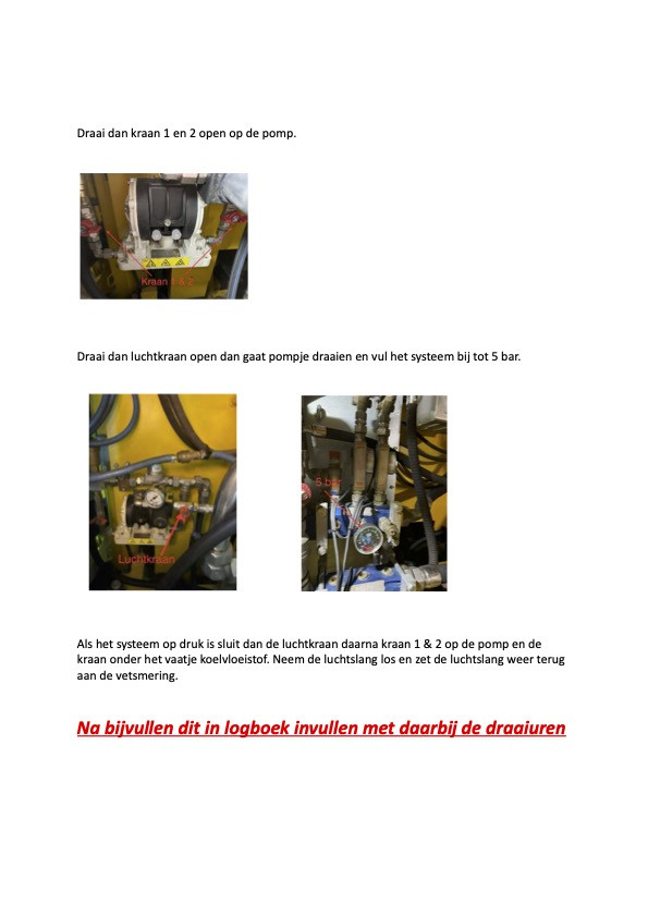 Bijvullen koelvloeistof pickelkasten U7.1